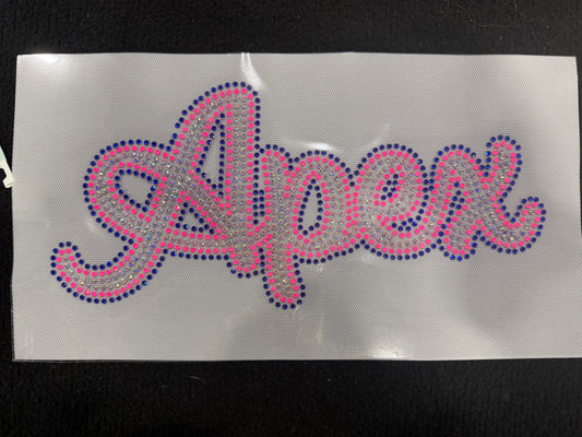 Script 3 color rhinestone transfer